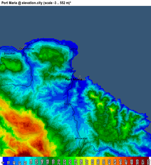 Zoom OUT 2x Port Maria, Jamaica elevation map