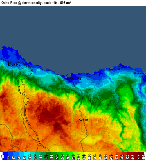 Zoom OUT 2x Ocho Rios, Jamaica elevation map