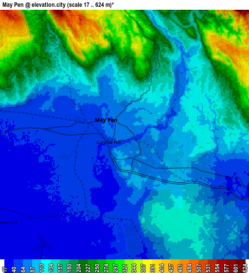 Zoom OUT 2x May Pen, Jamaica elevation map