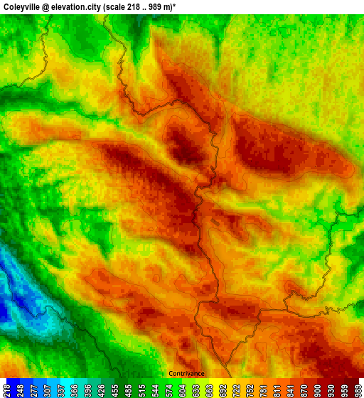 Zoom OUT 2x Coleyville, Jamaica elevation map