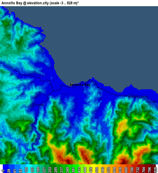 Zoom OUT 2x Annotto Bay, Jamaica elevation map
