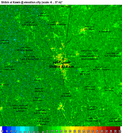 Zoom OUT 2x Shibīn al Kawm, Egypt elevation map
