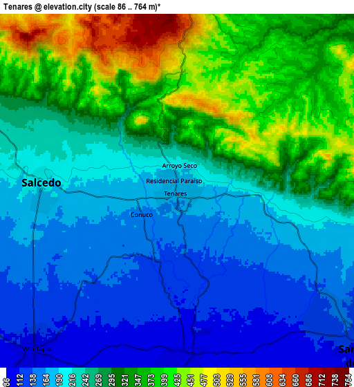 Zoom OUT 2x Tenares, Dominican Republic elevation map
