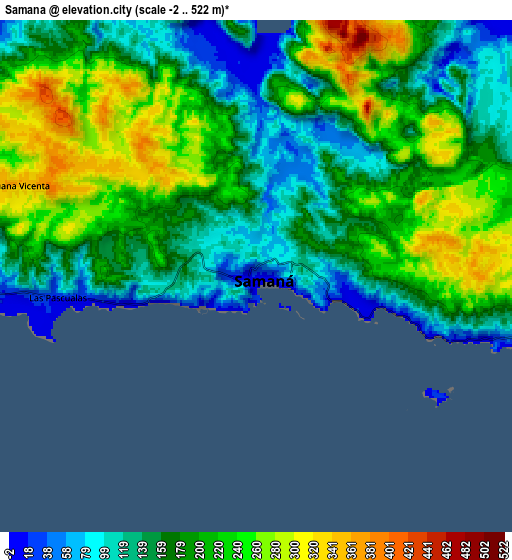 Zoom OUT 2x Samaná, Dominican Republic elevation map