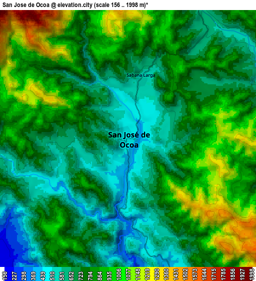 Zoom OUT 2x San José de Ocoa, Dominican Republic elevation map