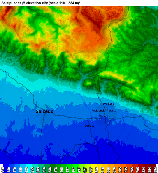 Zoom OUT 2x Salsipuedes, Dominican Republic elevation map