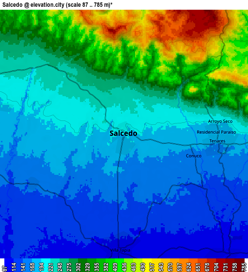 Zoom OUT 2x Salcedo, Dominican Republic elevation map
