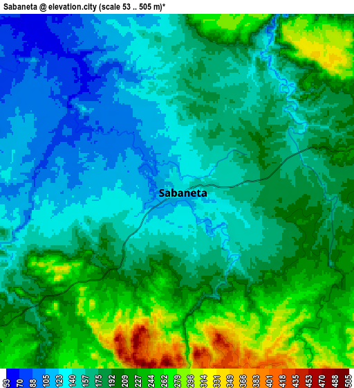 Zoom OUT 2x Sabaneta, Dominican Republic elevation map