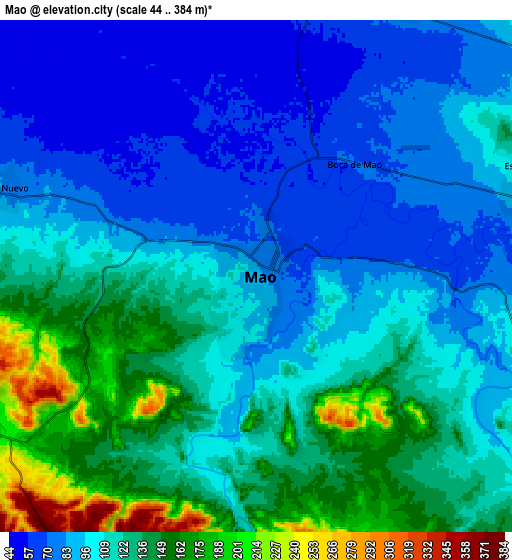 Zoom OUT 2x Mao, Dominican Republic elevation map