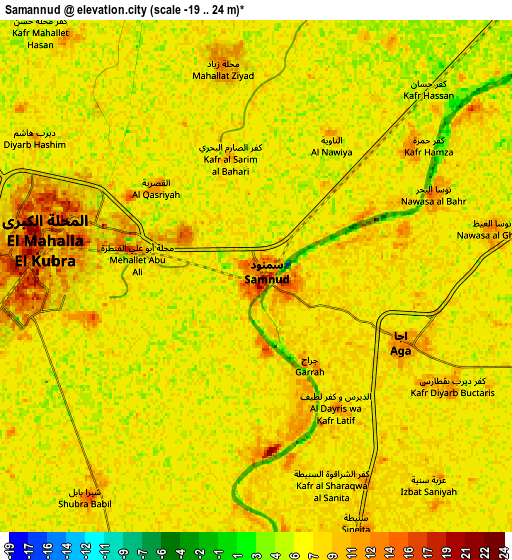 Zoom OUT 2x Samannūd, Egypt elevation map