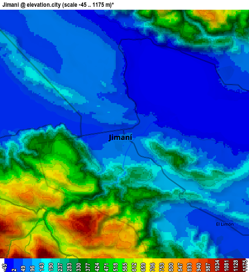 Zoom OUT 2x Jimaní, Dominican Republic elevation map