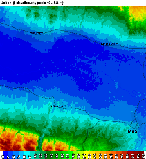 Zoom OUT 2x Jaibón, Dominican Republic elevation map