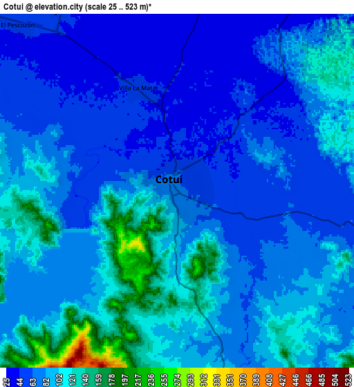 Zoom OUT 2x Cotuí, Dominican Republic elevation map