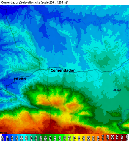 Zoom OUT 2x Comendador, Dominican Republic elevation map