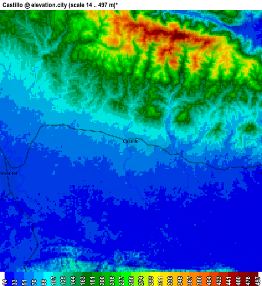 Zoom OUT 2x Castillo, Dominican Republic elevation map
