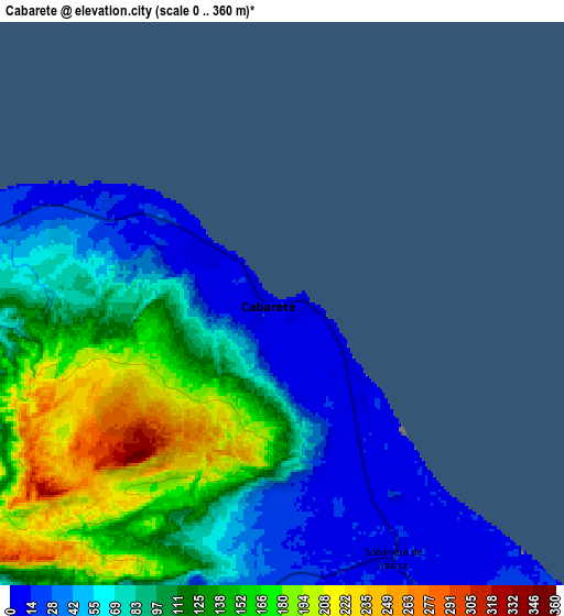Zoom OUT 2x Cabarete, Dominican Republic elevation map