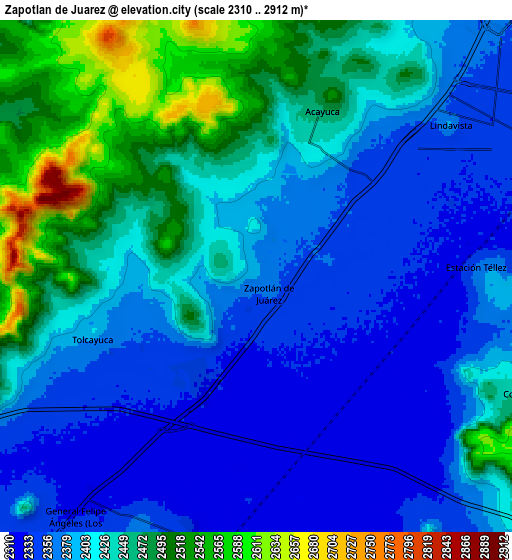 Zoom OUT 2x Zapotlán de Juárez, Mexico elevation map