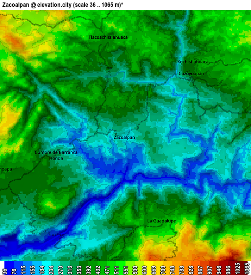 Zoom OUT 2x Zacoalpan, Mexico elevation map