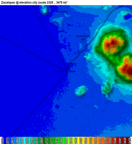 Zoom OUT 2x Zacatepec, Mexico elevation map