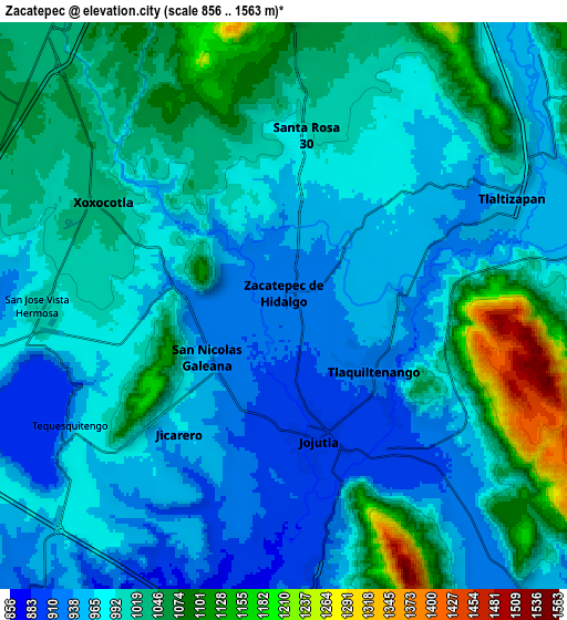 Zoom OUT 2x Zacatepec, Mexico elevation map