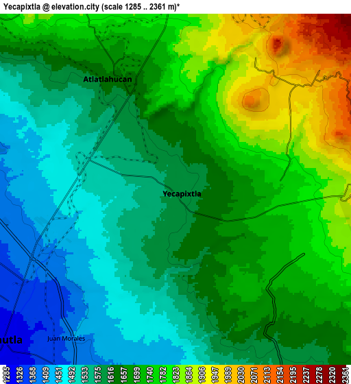 Zoom OUT 2x Yecapixtla, Mexico elevation map