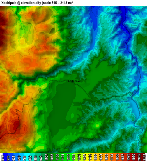 Zoom OUT 2x Xochipala, Mexico elevation map