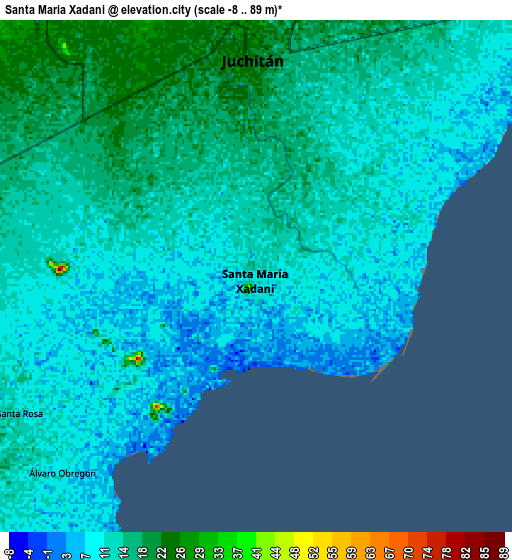 Zoom OUT 2x Santa María Xadani, Mexico elevation map