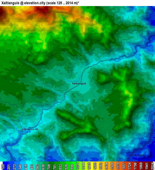 Zoom OUT 2x Xaltianguis, Mexico elevation map