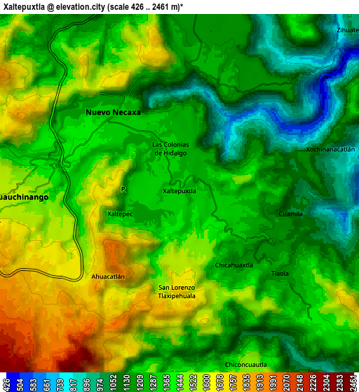 Zoom OUT 2x Xaltepuxtla, Mexico elevation map