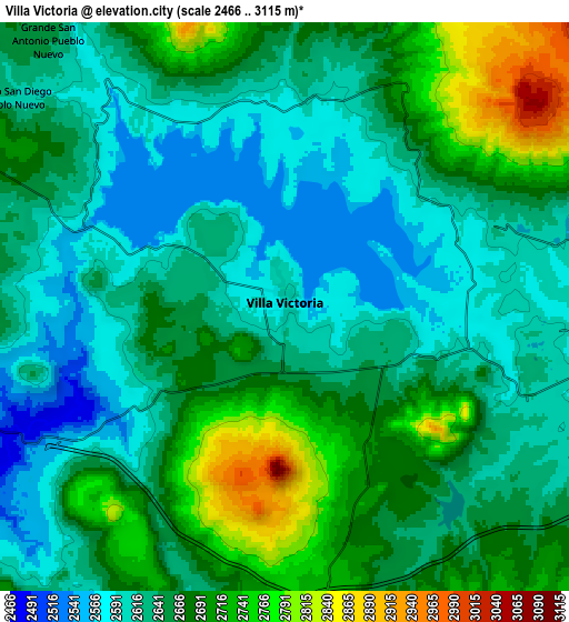 Zoom OUT 2x Villa Victoria, Mexico elevation map