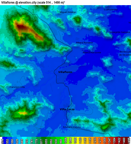 Zoom OUT 2x Villaflores, Mexico elevation map