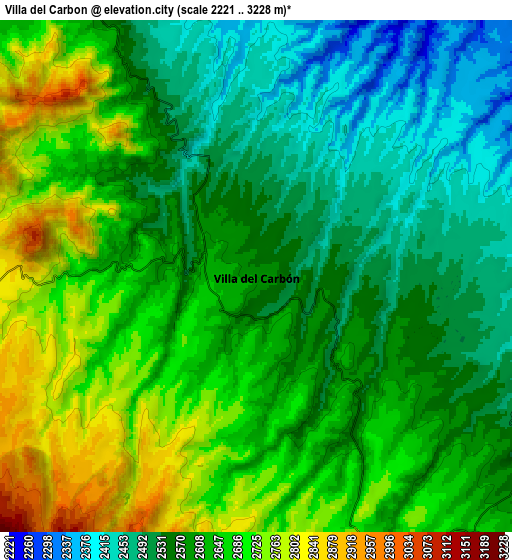 Zoom OUT 2x Villa del Carbón, Mexico elevation map