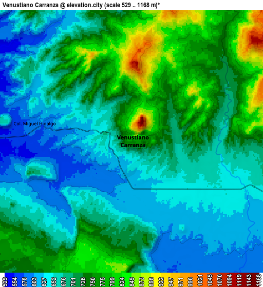 Zoom OUT 2x Venustiano Carranza, Mexico elevation map