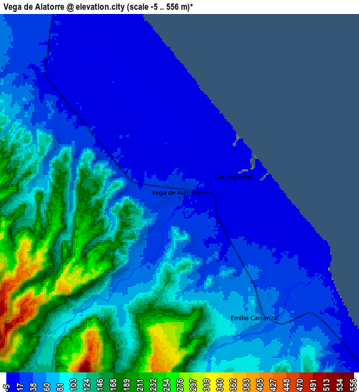 Zoom OUT 2x Vega de Alatorre, Mexico elevation map