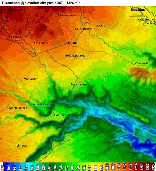 Zoom OUT 2x Tuzamapan, Mexico elevation map