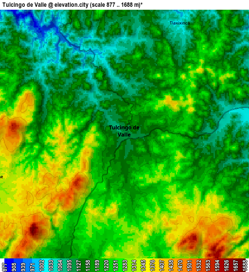 Zoom OUT 2x Tulcingo de Valle, Mexico elevation map