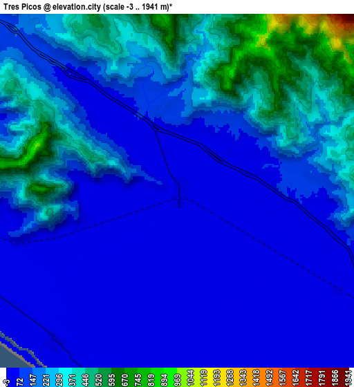 Zoom OUT 2x Tres Picos, Mexico elevation map