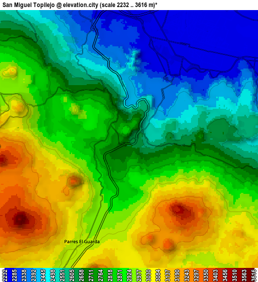 Zoom OUT 2x San Miguel Topilejo, Mexico elevation map