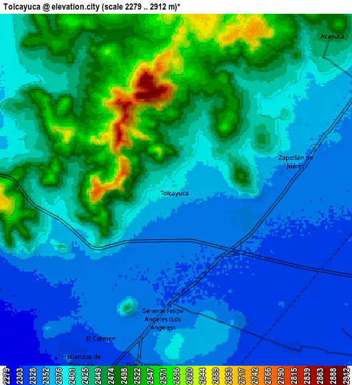 Zoom OUT 2x Tolcayuca, Mexico elevation map