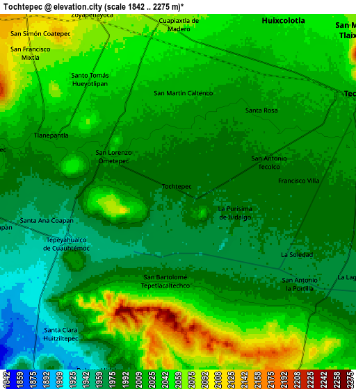 Zoom OUT 2x Tochtepec, Mexico elevation map