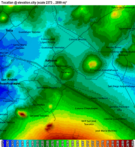 Zoom OUT 2x Tocatlán, Mexico elevation map