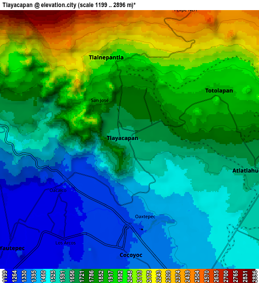 Zoom OUT 2x Tlayacapan, Mexico elevation map