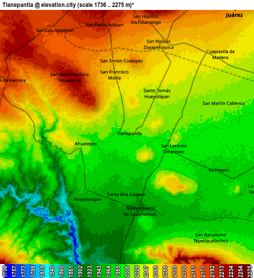 Zoom OUT 2x Tlanepantla, Mexico elevation map