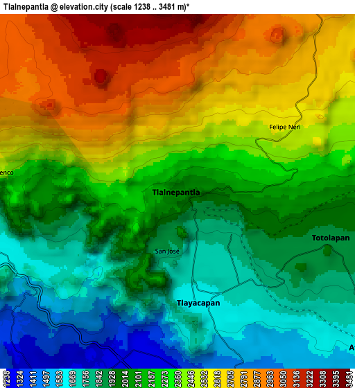 Zoom OUT 2x Tlalnepantla, Mexico elevation map