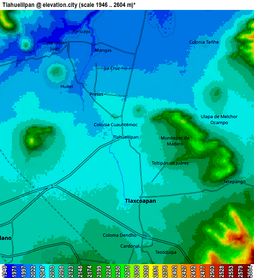 Zoom OUT 2x Tlahuelilpan, Mexico elevation map