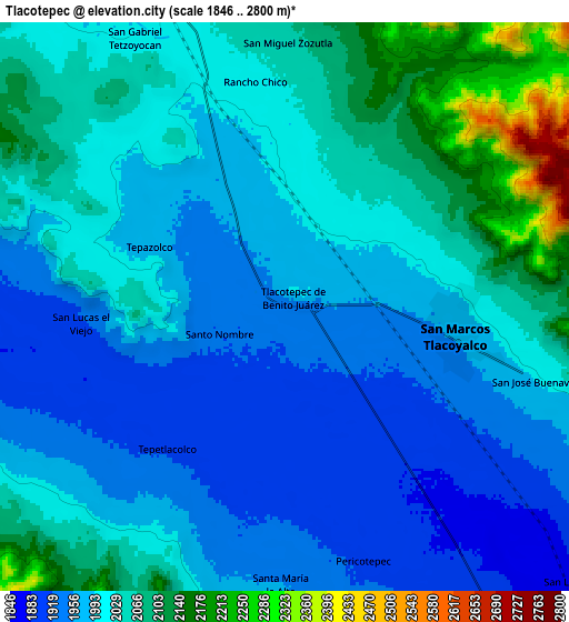 Zoom OUT 2x Tlacotepec, Mexico elevation map