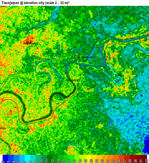 Zoom OUT 2x Tlacojalpan, Mexico elevation map