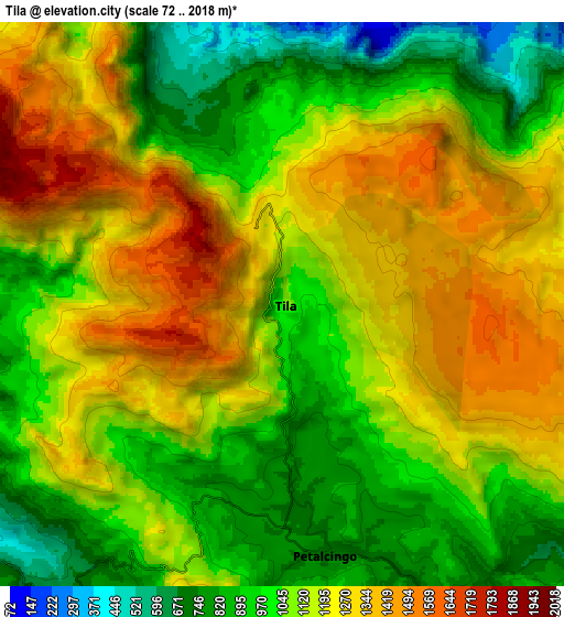 Zoom OUT 2x Tila, Mexico elevation map