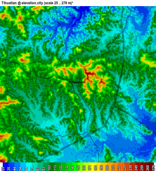 Zoom OUT 2x Tihuatlan, Mexico elevation map