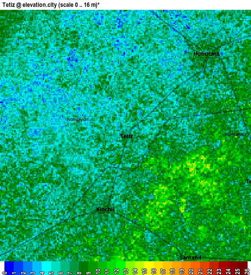 Zoom OUT 2x Tetiz, Mexico elevation map